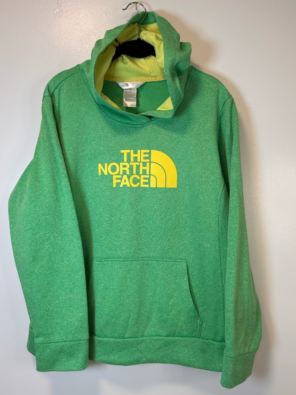 The North Face Green Yellow Hoodie sweatshirt pullover Women’s Size XL
